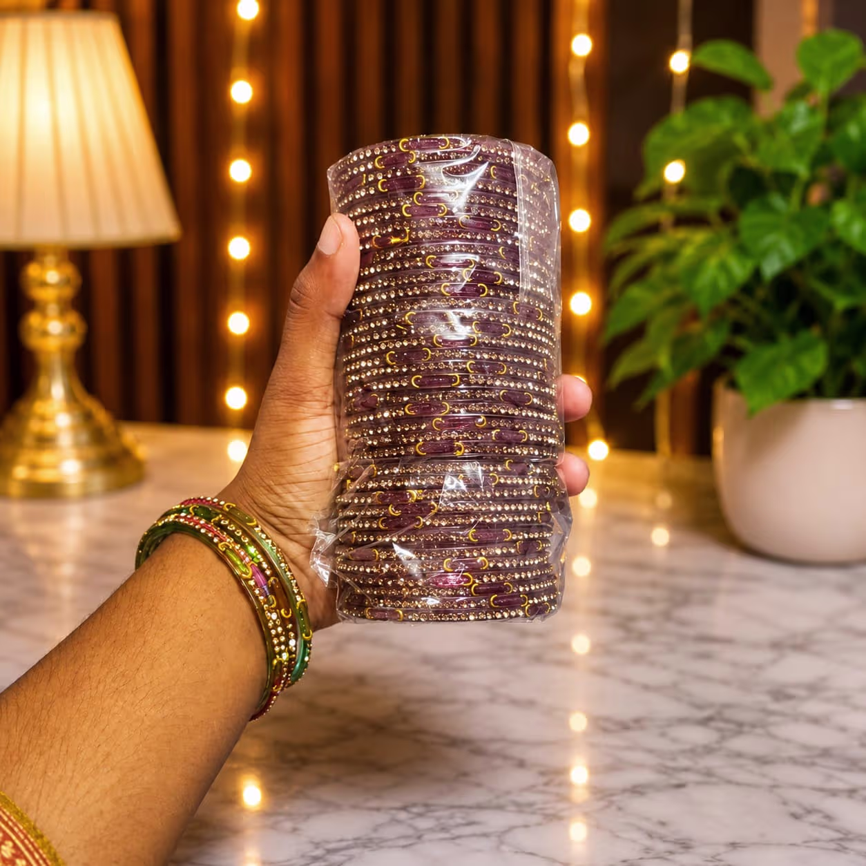 ucqgowzfmgfdlmjvpl2h Raindrop Rainbow glass bangles with stone work.premium quality 12 piece multicolor churi Maroon - Image 1